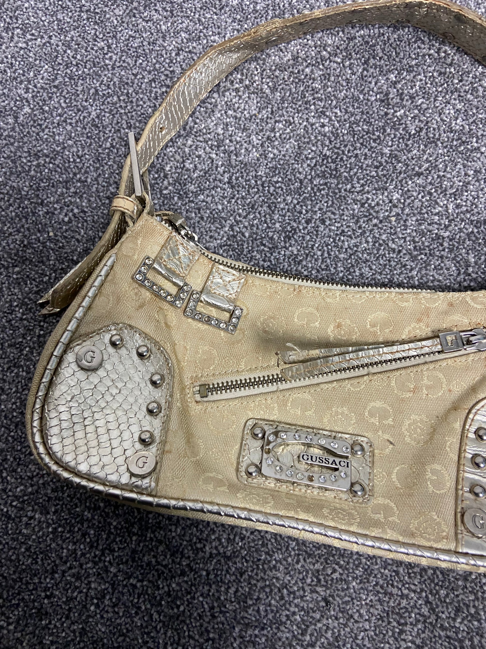 Vintage 00s Rhinestone Shoulder Bag - Funky Cat