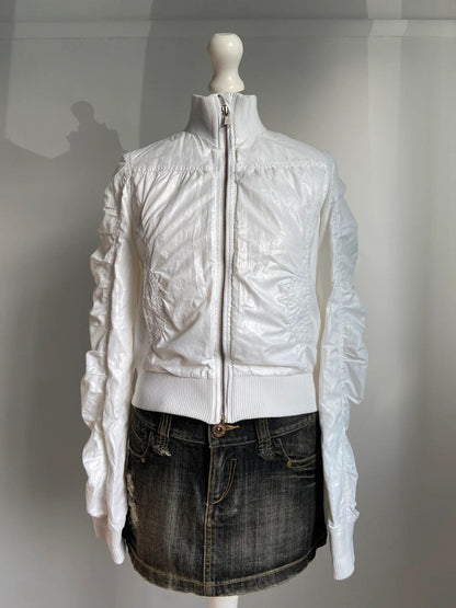 Vintage 00s Ruched Bomber Jacket - Size XS/S - Funky Cat