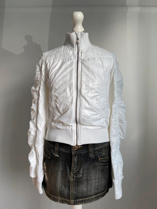 Vintage 00s Ruched Bomber Jacket - Size XS/S - Funky Cat