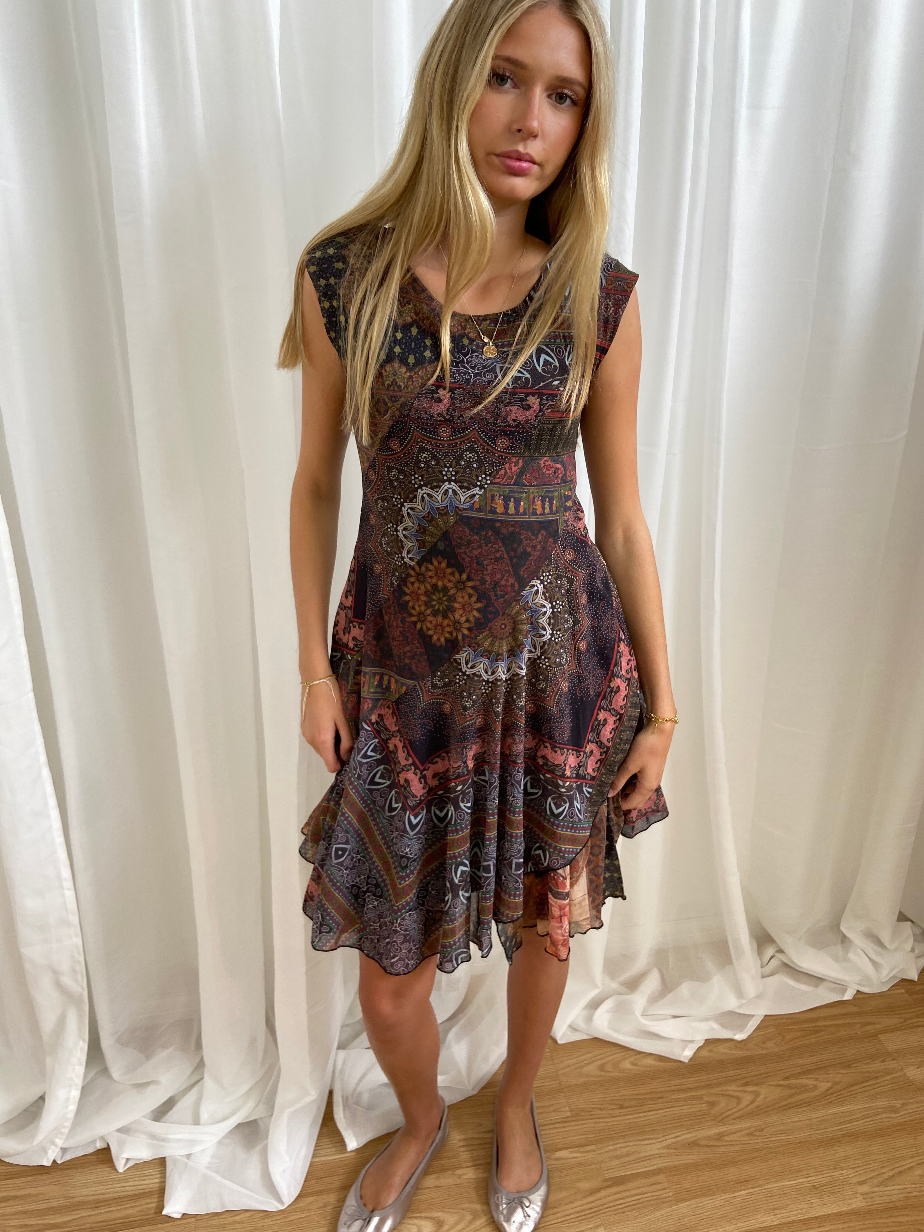 Vintage 00s Desigual Patterned Dress  - Size S - Funky Cat