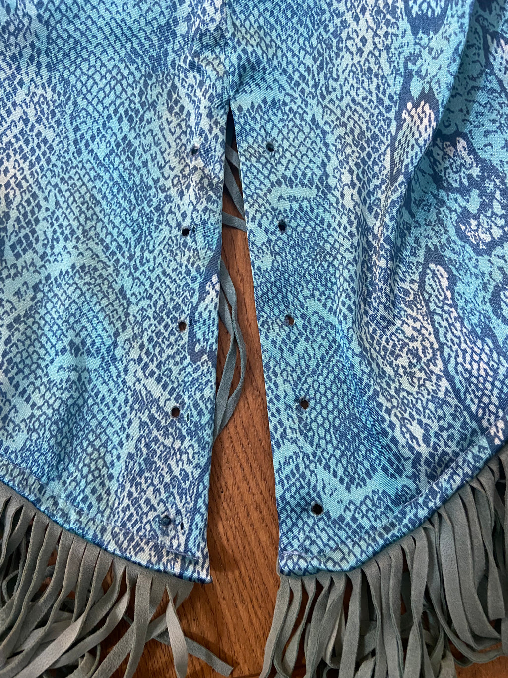 Vintage 00s Blue Fringe Mini Skirt - Size 10 - Funky Cat
