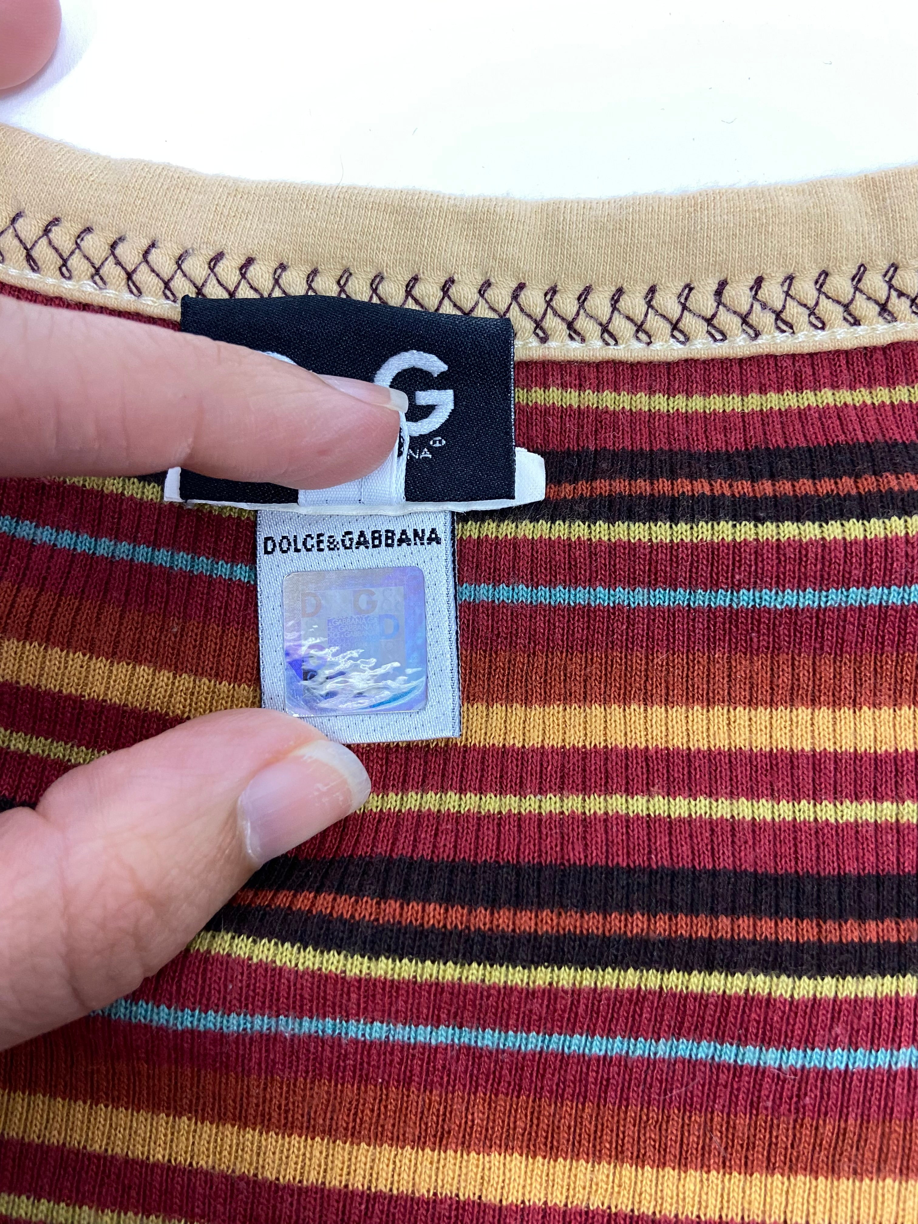 Dolce & Gabbana Multicoloured Striped T-shirt - Size XS/S - Funky Cat