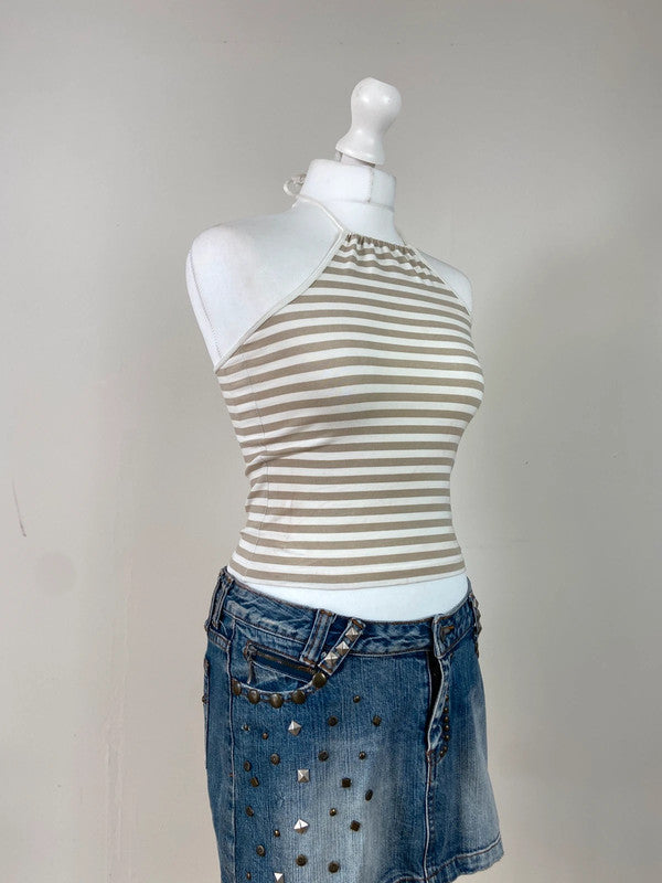 00s Striped Halter Top - Size S - Funky Cat