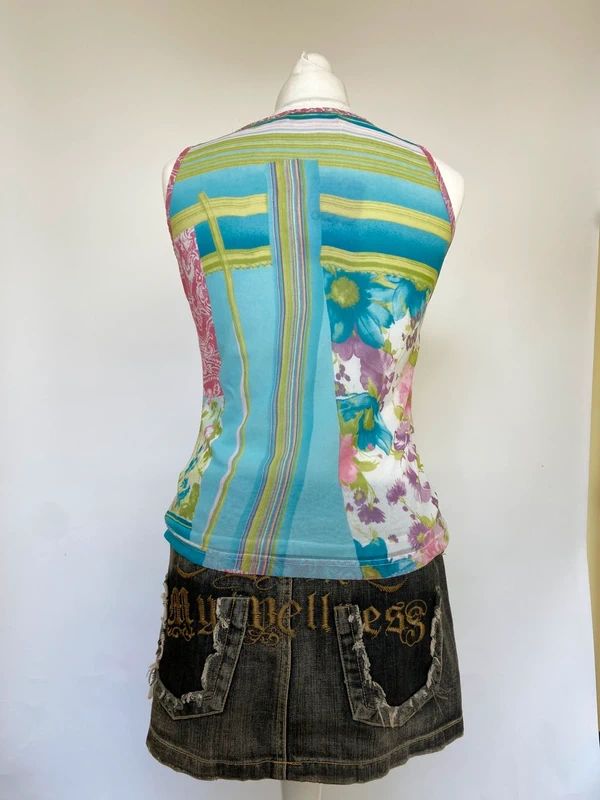 Blumarine Graphic Print Mesh Vest Top - Size S/M