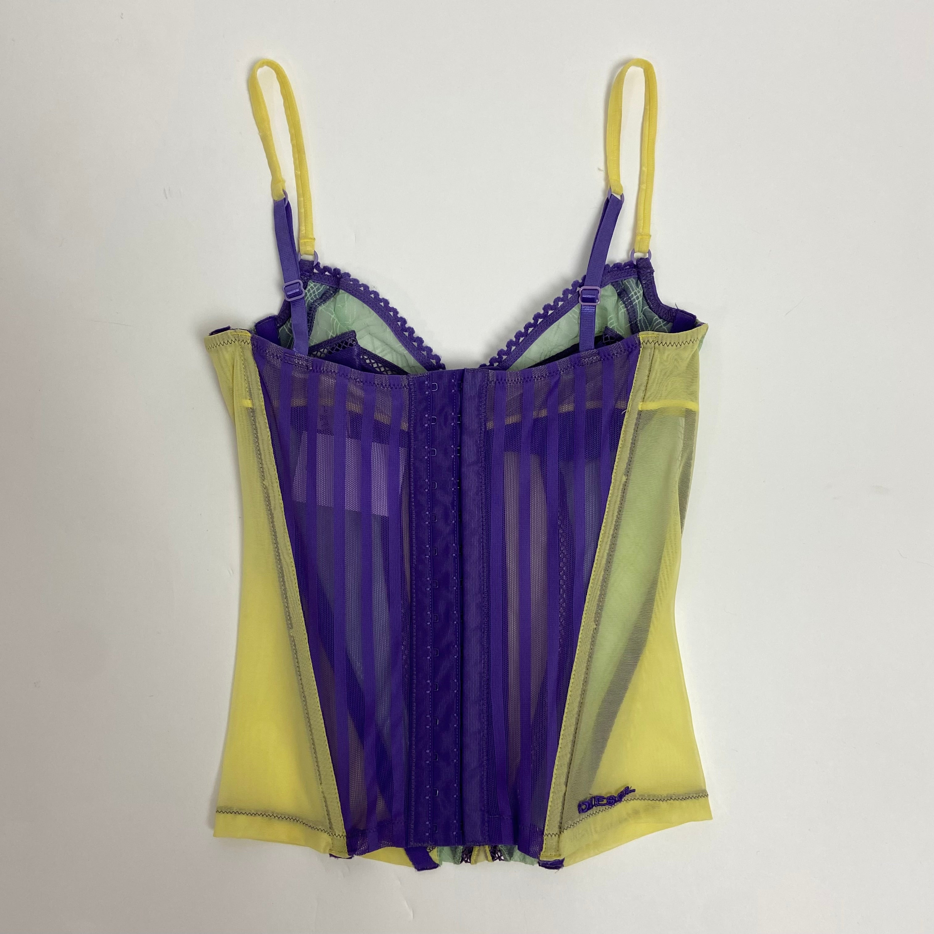 Diesel Multicoloured Mesh Corset Top - Size XS - Funky Cat