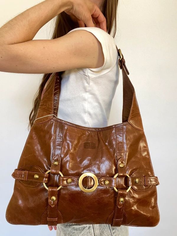Vintage Leather Studded Eyelet Bag - Funky Cat
