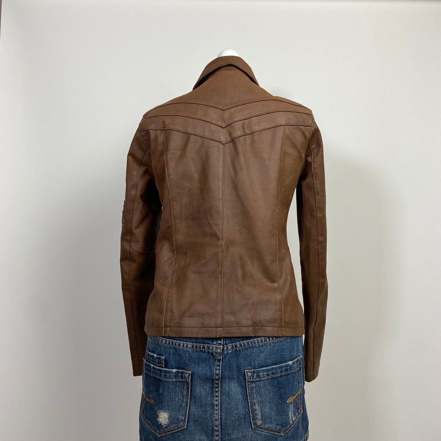 00s Brown Leather Jacket - Size M