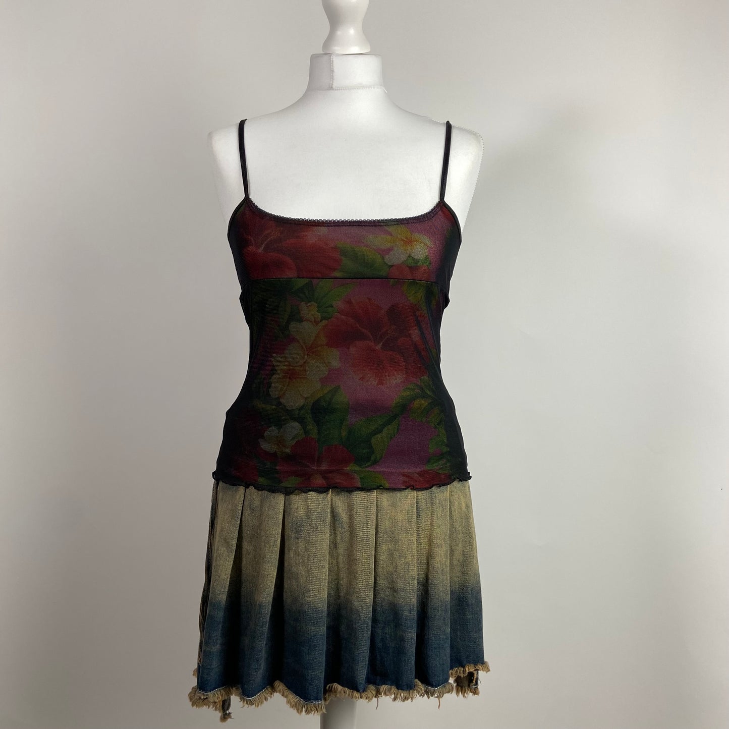 90s Slinky Mesh Floral Cami - Size XS