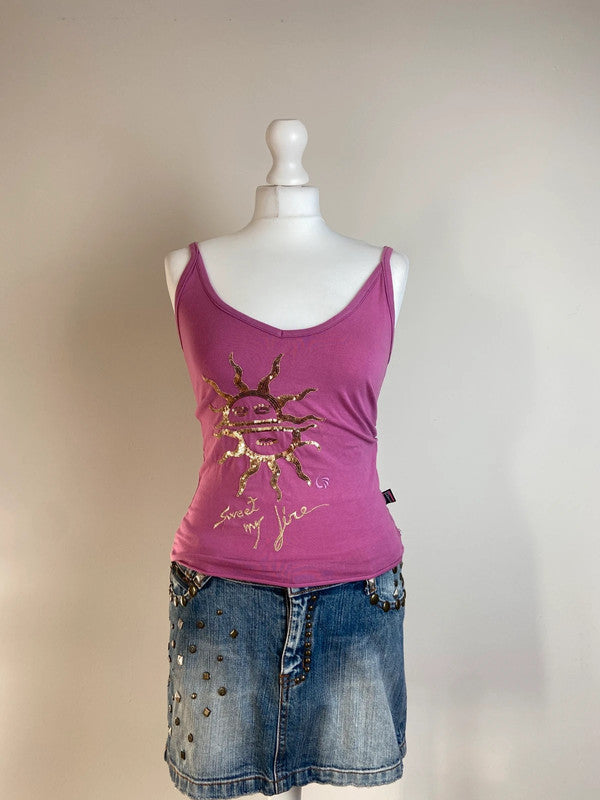 Vintage 90s Y2K Pink Sequin Vest - Size S/M