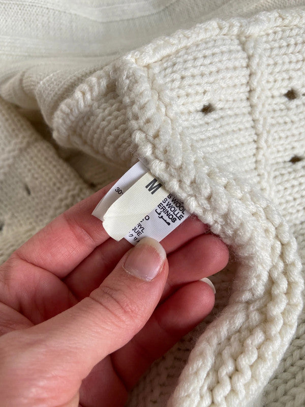 Vintage 00s Cream Knit Cardigan - Size M - Funky Cat