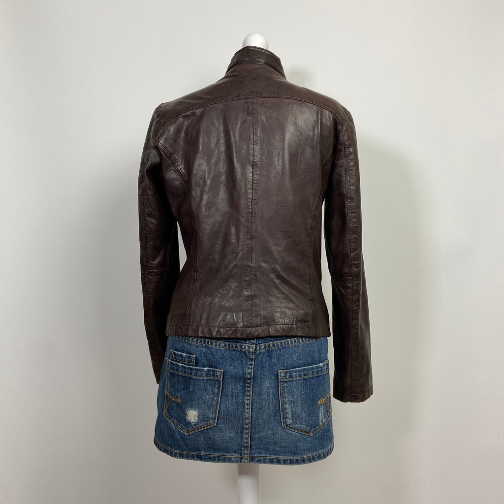 00s Brown Leather Jacket - Size M - Funky Cat