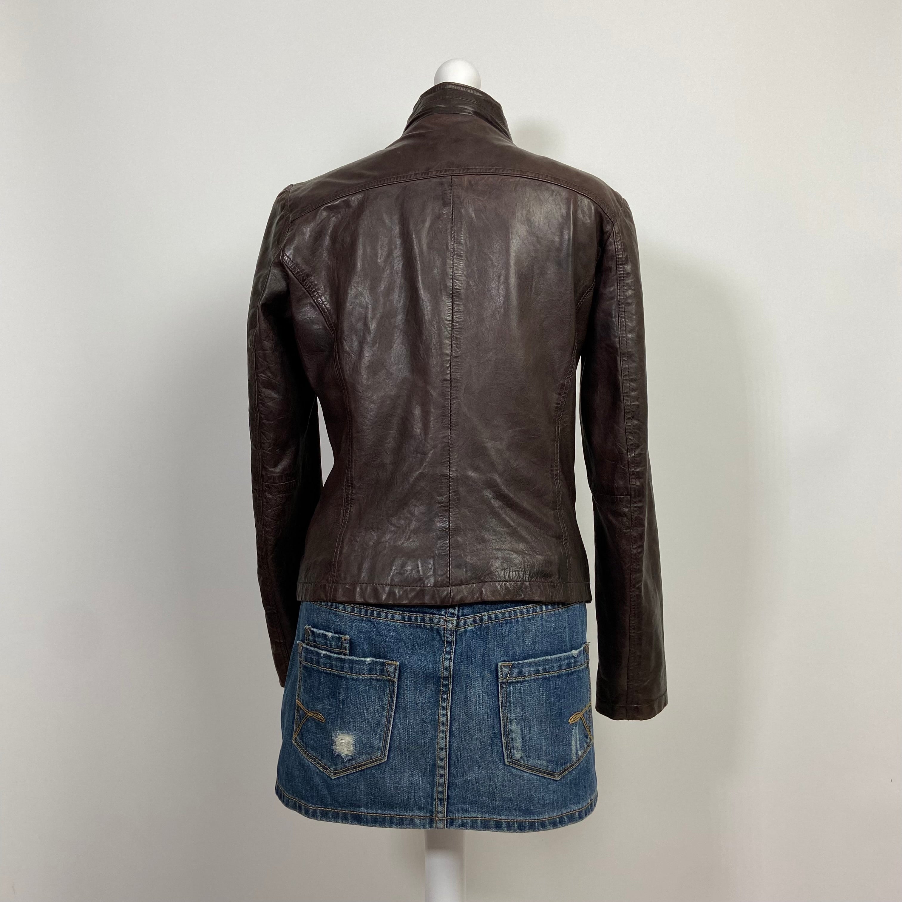 00s Brown Leather Jacket - Size M - Funky Cat