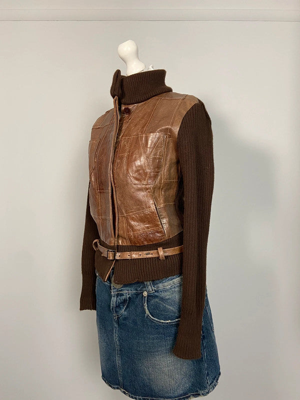 Vintage 00s Leather Jacket - Size XS/S - Funky Cat