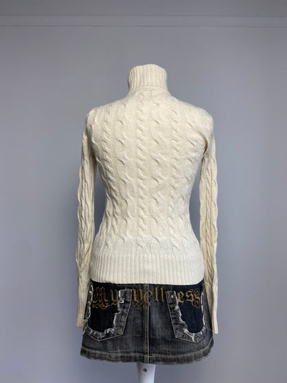 Wool Knit Cardigan - Size S - Funky Cat