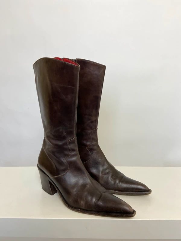 Vintage Leather Cowboy Boots  - Size UK 6