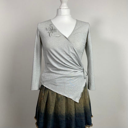 00s Silver Shimmery Top - Size S