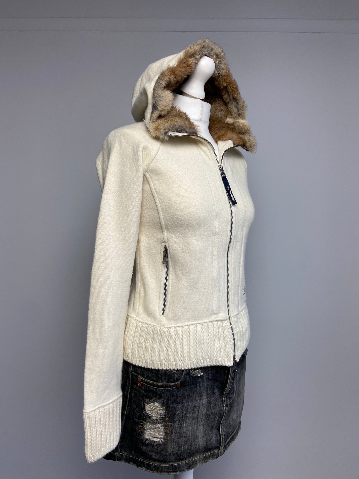 Woolrich Fur Trim Hooded Jumper - Size S - Funky Cat