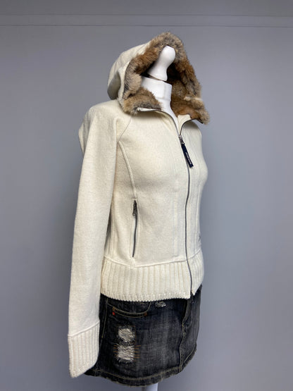 Woolrich Fur Trim Hooded Jumper - Size S - Funky Cat