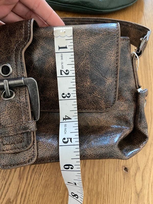 Vintage Leather Buckle Mini Bag - Funky Cat