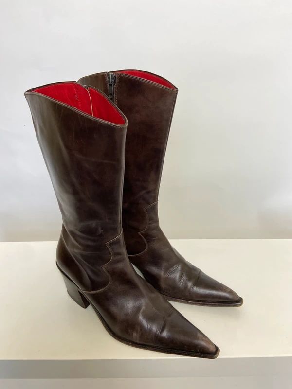 Vintage Leather Cowboy Boots  - Size UK 6