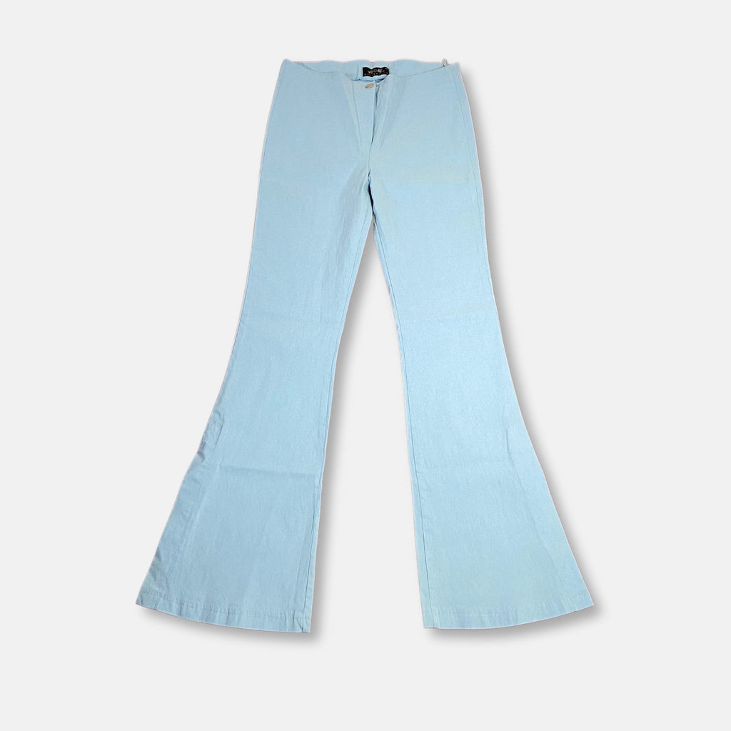 00s Baby Blue Low Rise Bootcut Trousers - Size S - Funky Cat