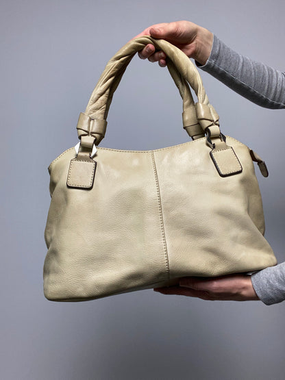 Vintage 00s Leather Ruffle Shoulder Bag - Funky Cat