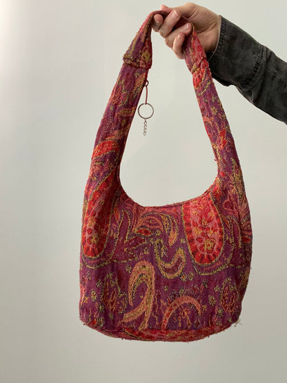 Vintage 00s Sequin Beaded Slouchy Shoulder Bag - Funky Cat