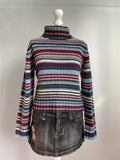 Vintage 00s Stripey Jumper - Size M - Funky Cat