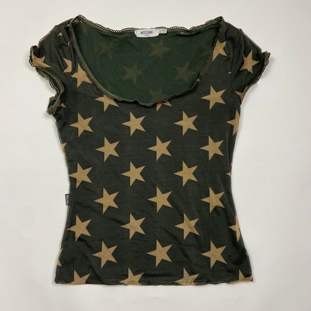 Moschino Star Print Baby Tee - Size M - Funky Cat