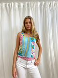 Blumarine Graphic Print Mesh Vest Top - Size S/M - Funky Cat