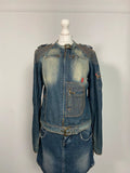 Vintage Denim Racer Jacket - Size L - Funky Cat