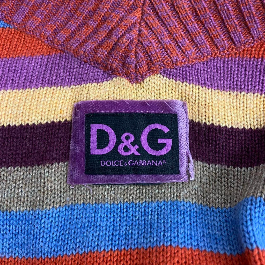 Dolce & Gabbana Multicoloured Striped Knit T-Shirt - Size XS - Funky Cat