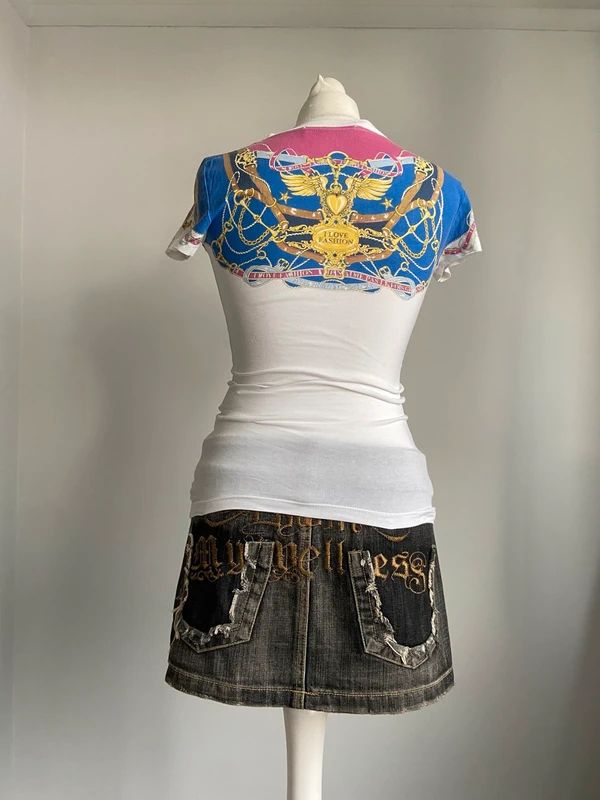 Vintage Moschino Baby Tee - Size S - Funky Cat