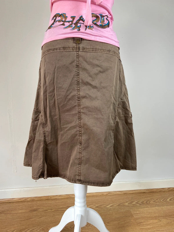 00s Brown Grunge Midi Skirt - Size S
