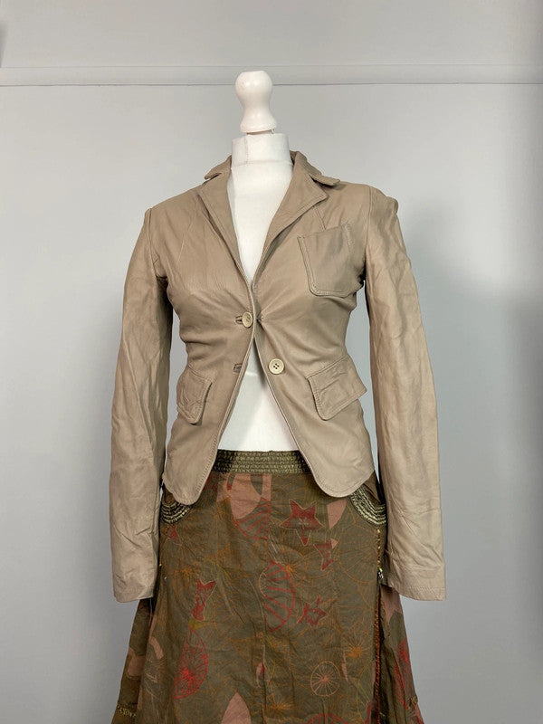 Vintage 00s Leather Blazer Jacket - Size XS - Funky Cat