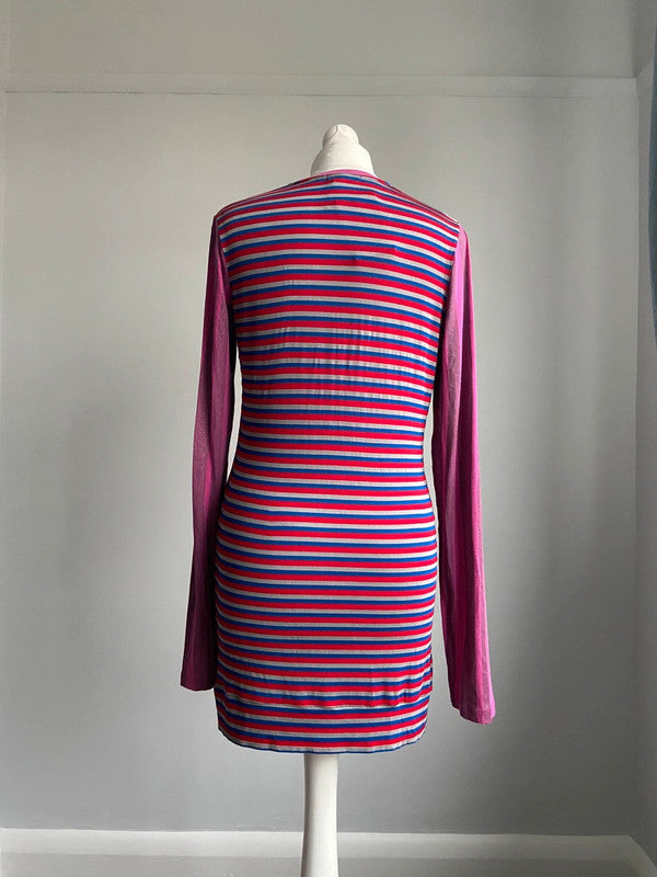 Custo Barcelona Graphic Print Striped Dress - Size S/M