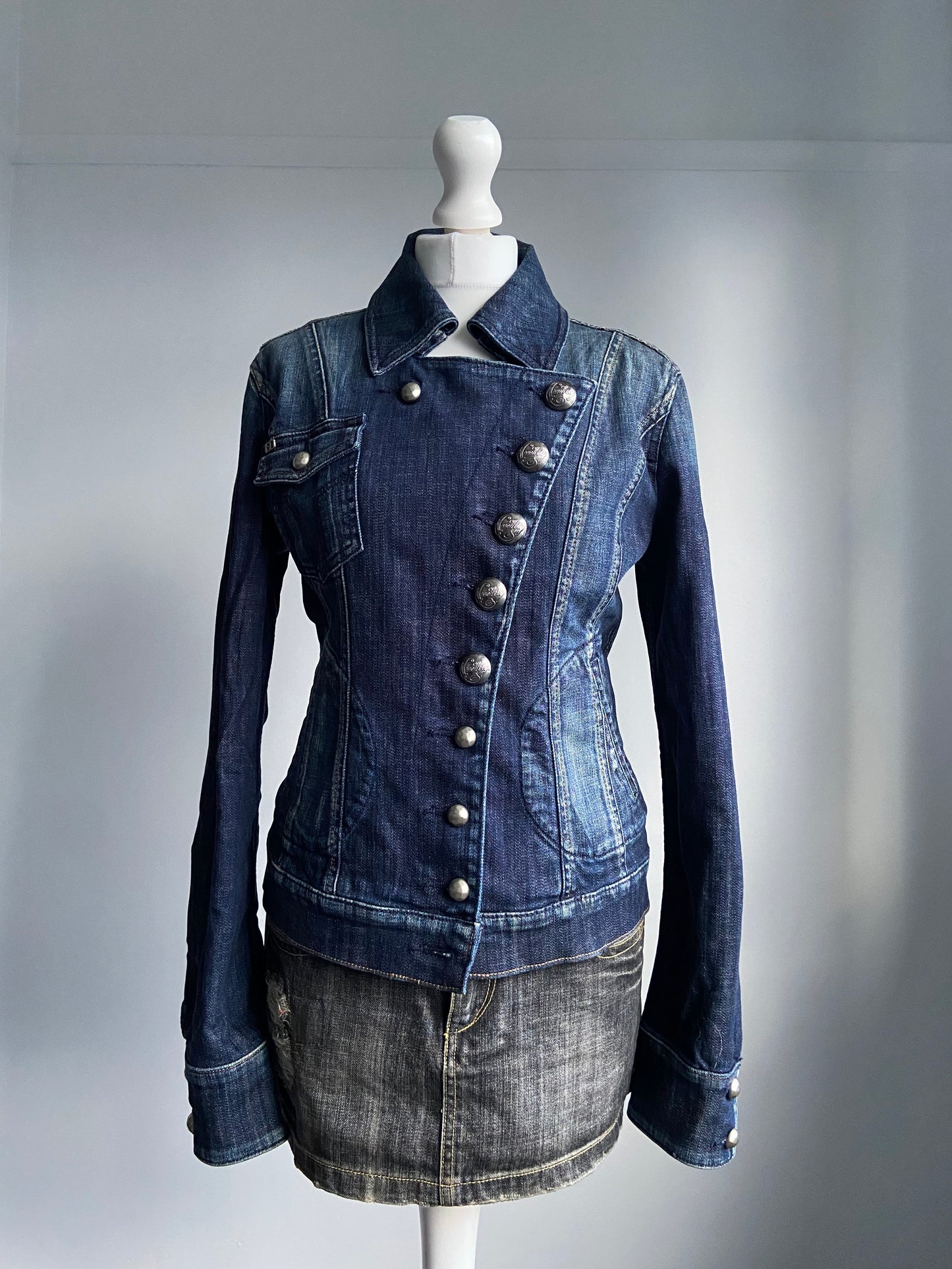 Miss Sixty Asymmetrical Denim Jacket - Size L