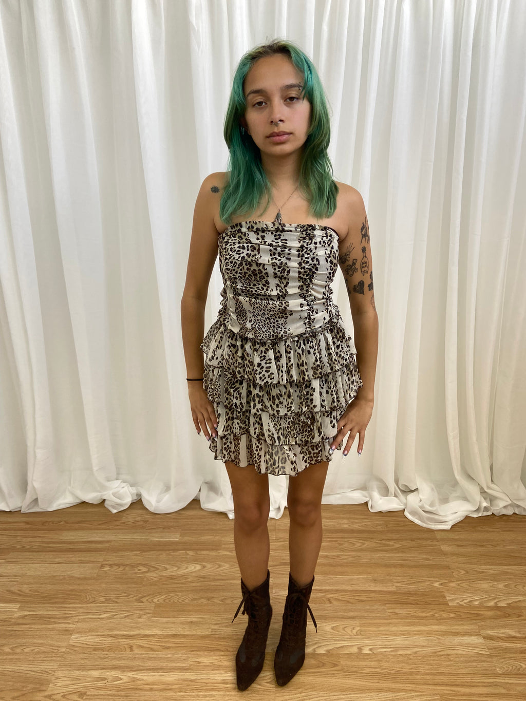 Vintage 00s Cheetah Print Mini Dress - Size XS