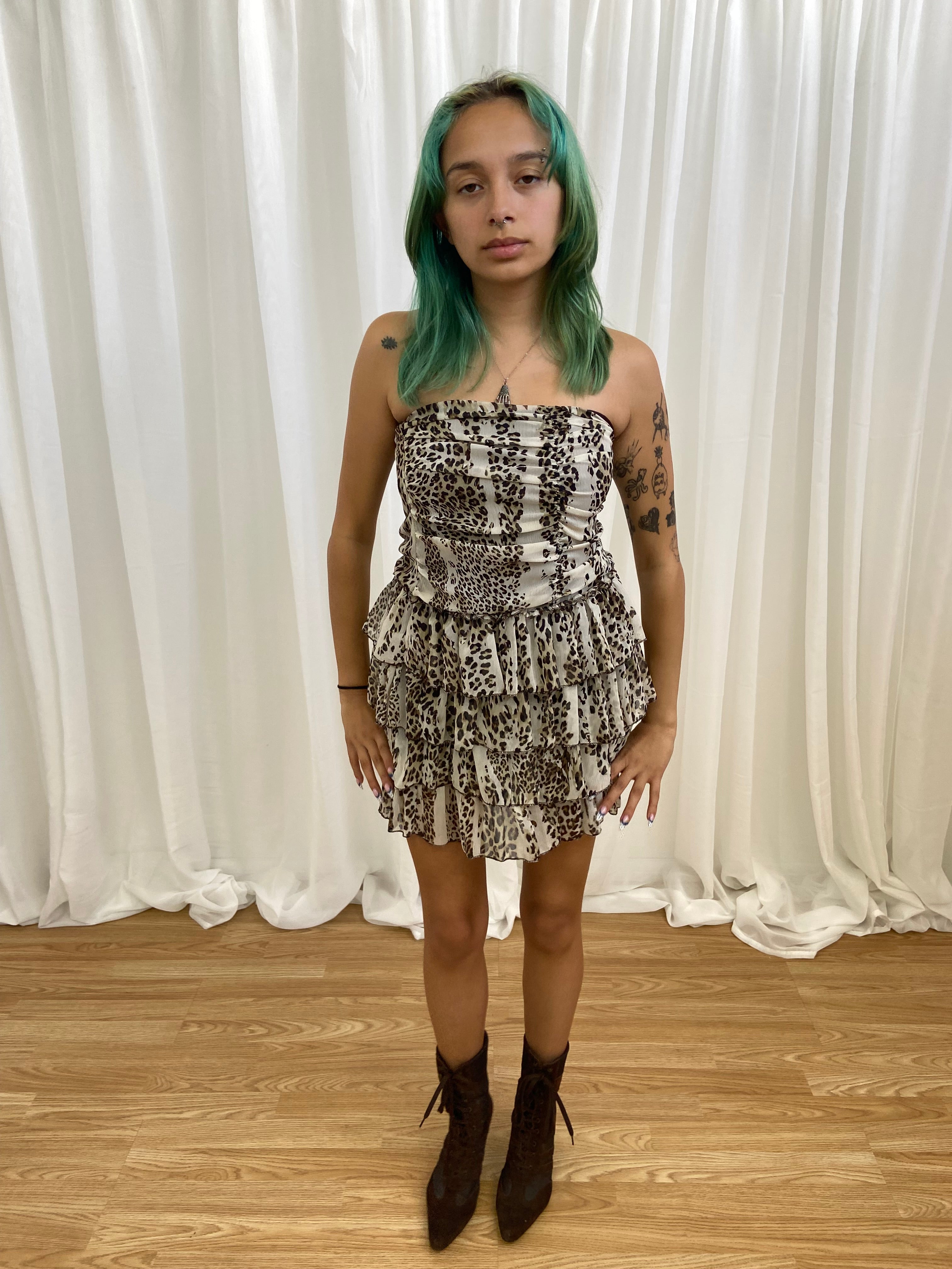 Vintage 00s Cheetah Print Mini Dress - Size XS