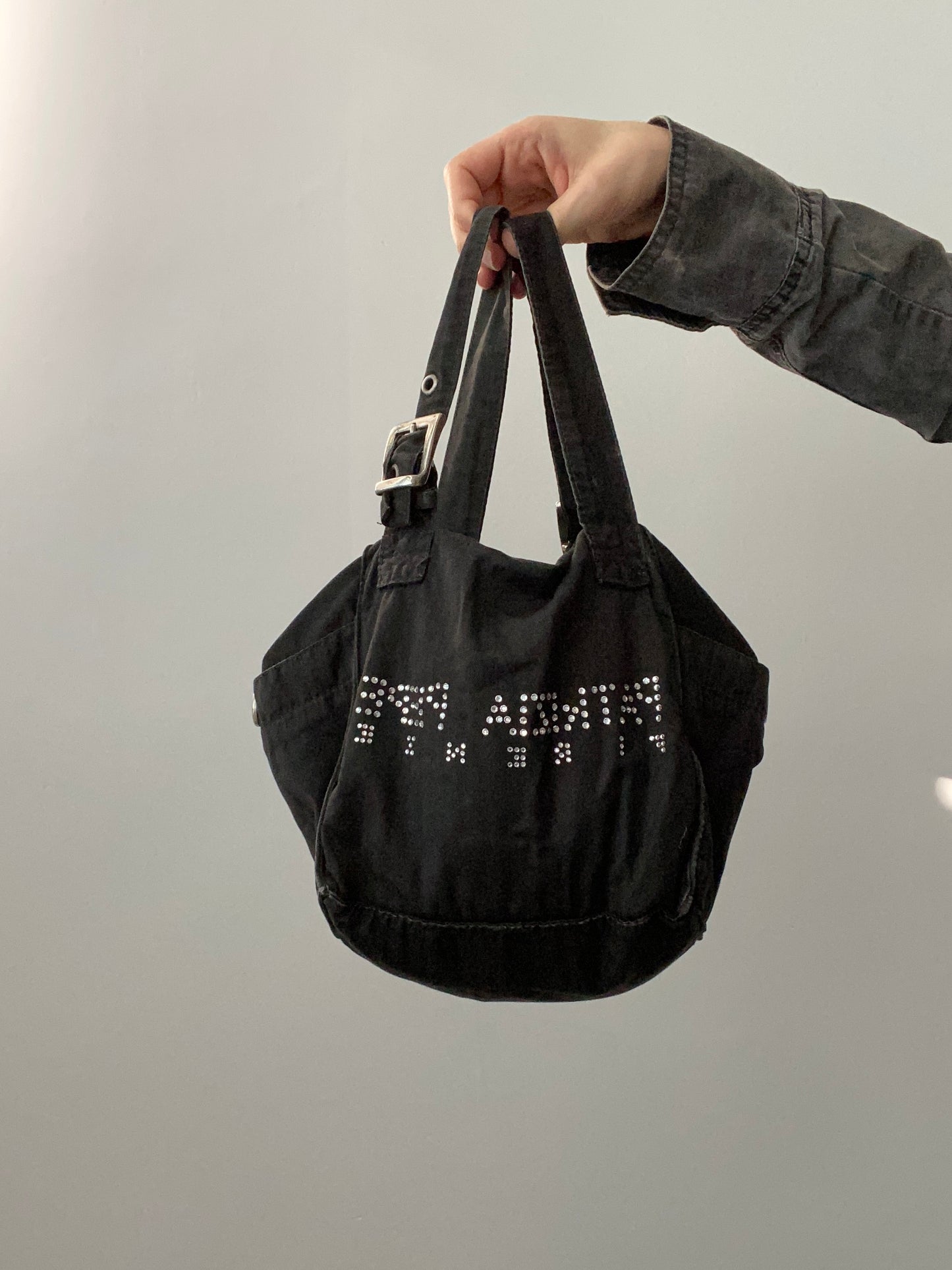 Vintage 00s Rhinestone Bucket Bag - Funky Cat