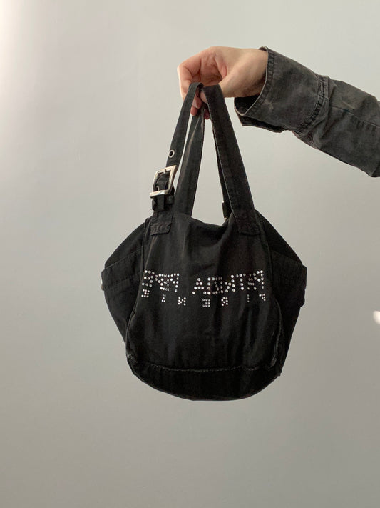 Vintage 00s Rhinestone Bucket Bag - Funky Cat