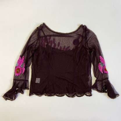 90s Sequin Mesh Top - Size L