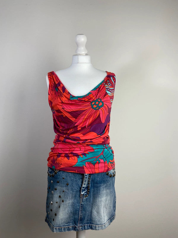 00s Floral Slouchy Vest Top - Size S/M
