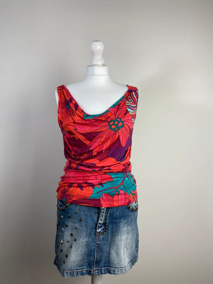 00s Floral Slouchy Vest Top - Size S/M
