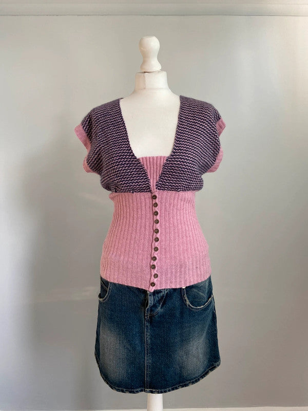 Vintage 00s Knit Top - Size M - Funky Cat