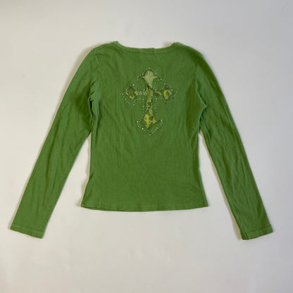 00s Rhinestone Embroidered Lond Sleeve - Size S