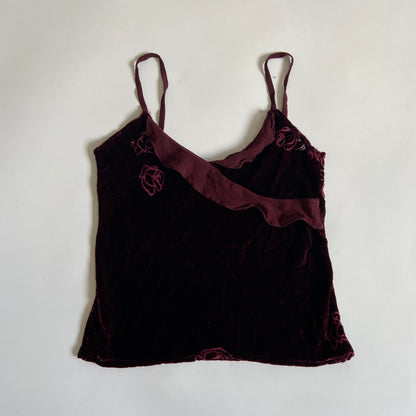 00s Ruffled Velvet Cami Top - Size XS