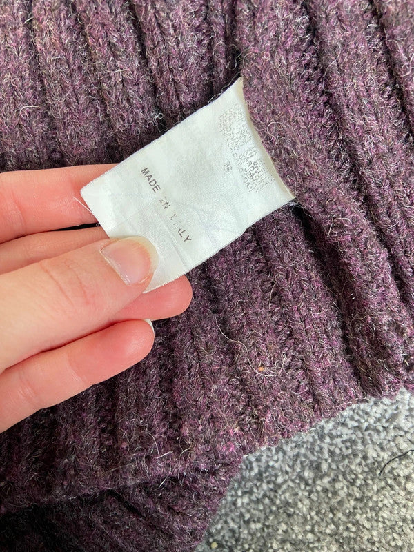 Vintage 00s Purple Ribbed Knit Cardigan- Size S/M - Funky Cat