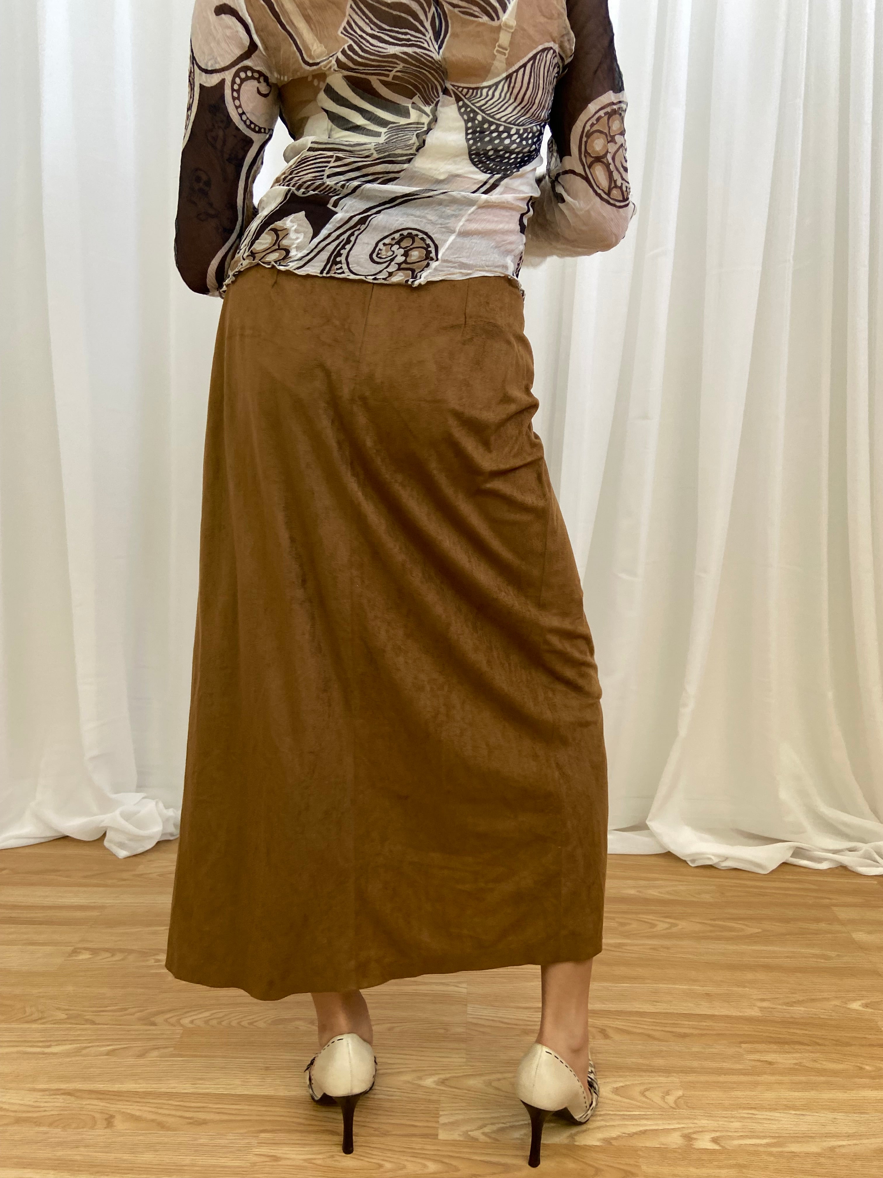 Vintage 00s Suede Skirt - Size XS