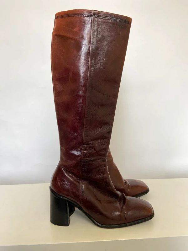 Vintage Boho Hippie Chunky Heel Boots - Size UK 6